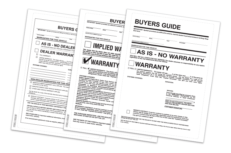 Peel-nSeal Warranty window stickers Buyers Guides